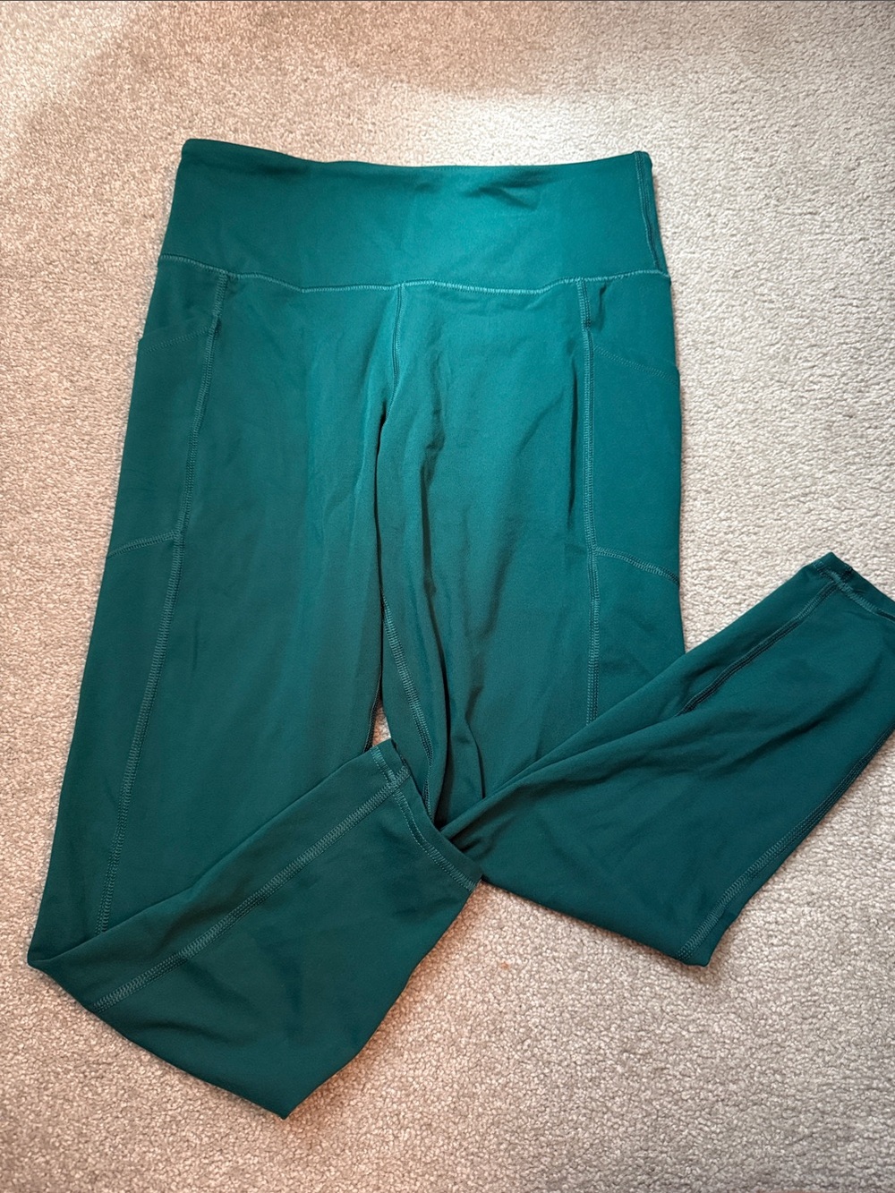 Zobha Teal Cropped Green High-Waist Leggings